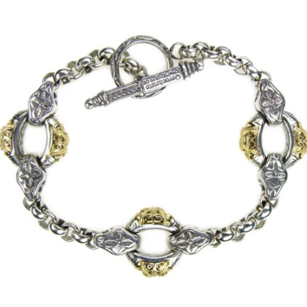 Byzantine Circles Link Chain Bracelet in 18K Gold and Silver