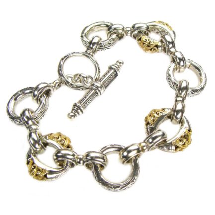 Handmade Byzantine Bracelet with Silver and Gold Circle Links