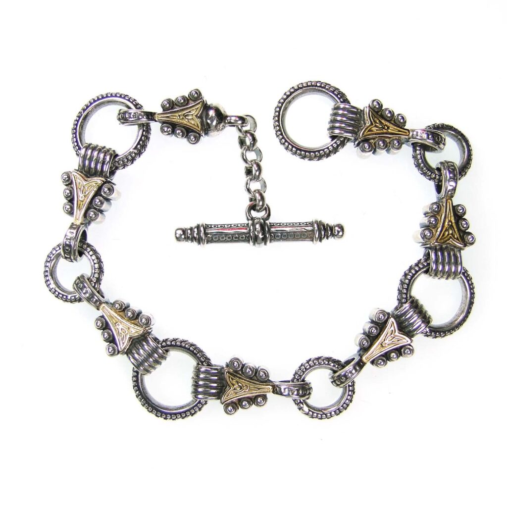 Byzantine Link Bracelet 18k Gold and Sterling Silver 6156