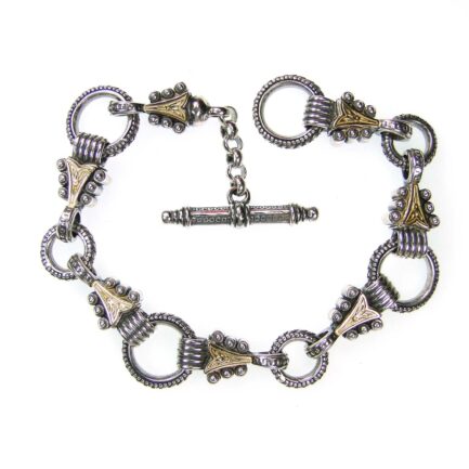 Byzantine Link Bracelet 18k Gold and Sterling Silver 6156