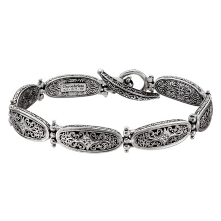 Βyzantine Filigree Oval Link Bracelet silver-6416
