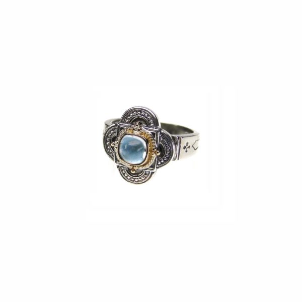 Byzantine Cross Ring for Women’s 18k Yellow Gold and Silver 925