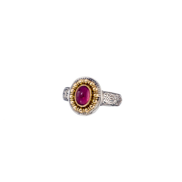 Oval Ring for Women’s 18k Yellow Gold and Sterling Silver 925