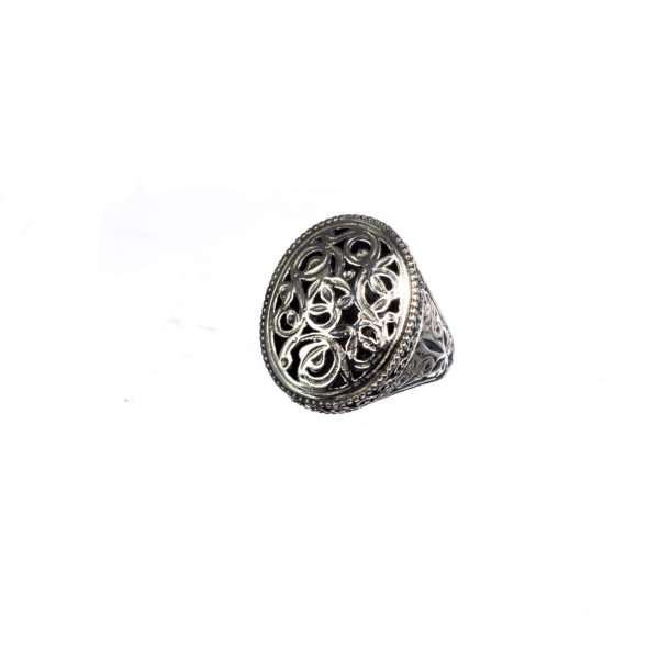 Oval Flower Byzantine Ring for Women’s in Sterling Silver 925