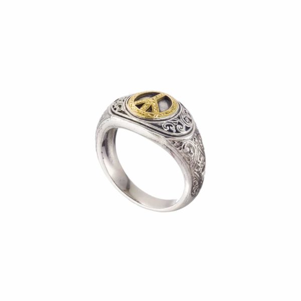 Peace Band for Men’s Ring 18k Yellow Gold and Sterling silver 925