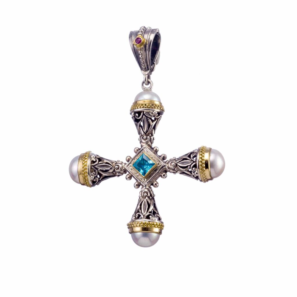 Cultured Pearl Cross Necklace