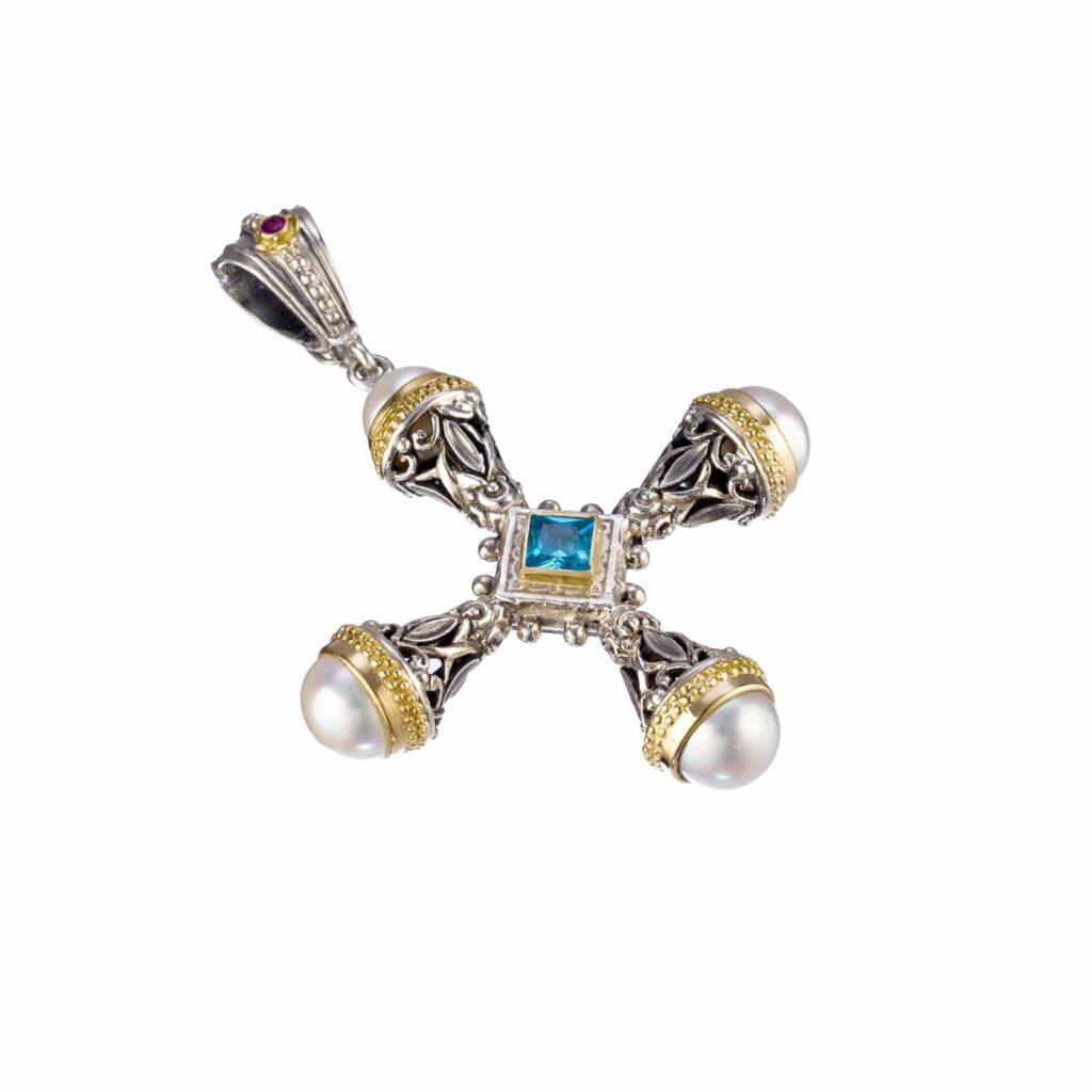 Cultured Pearl Cross Necklace