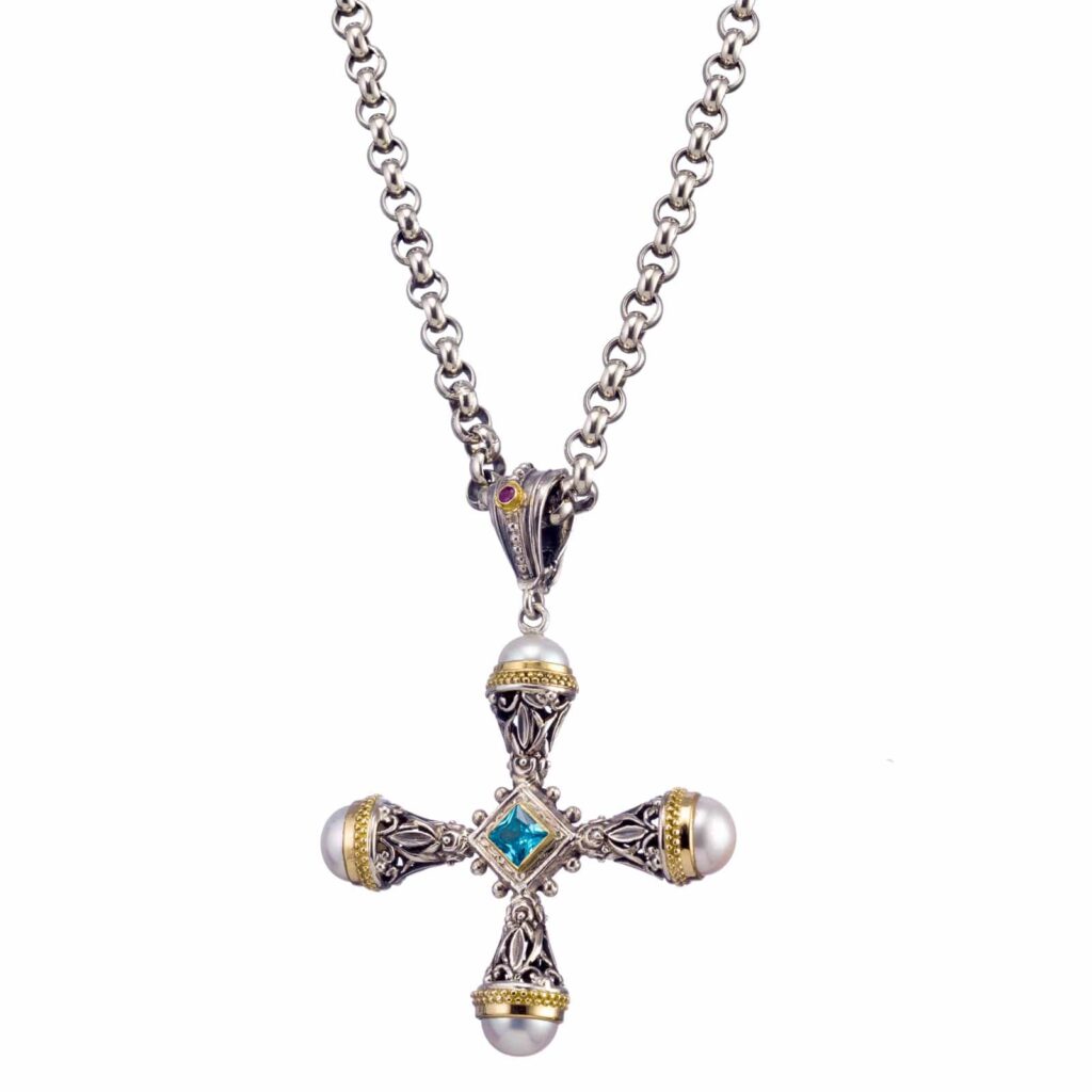 Cultured Pearl Cross Necklace