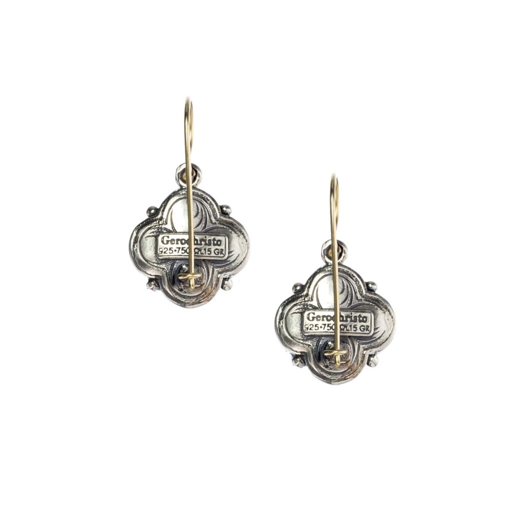 Flower Earrings in k18 Yellow Gold and Sterling Silver 1020back