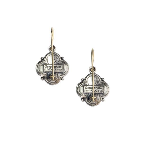 Flower Earrings in k18 Yellow Gold and Sterling Silver 1020back