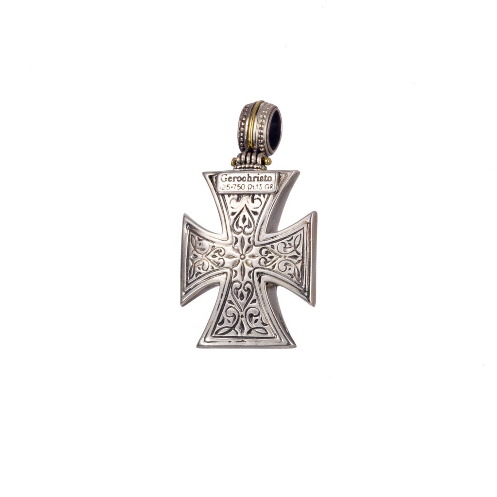 Maltese Men’s Cross Pendant in 18k Gold and Silver 5380 back
