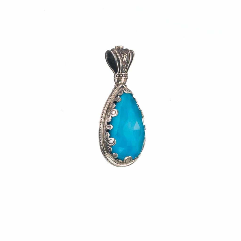 Tear-Drop Color Pendant in Sterling Silver 925