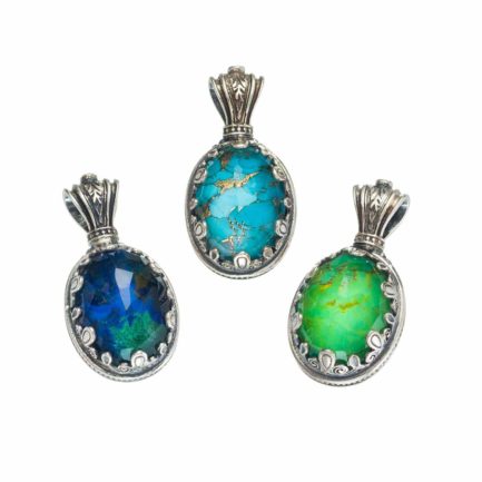 Oval Color Pendant in Sterling Silver 925