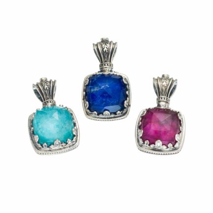 Square Color Pendant in Sterling Silver 925