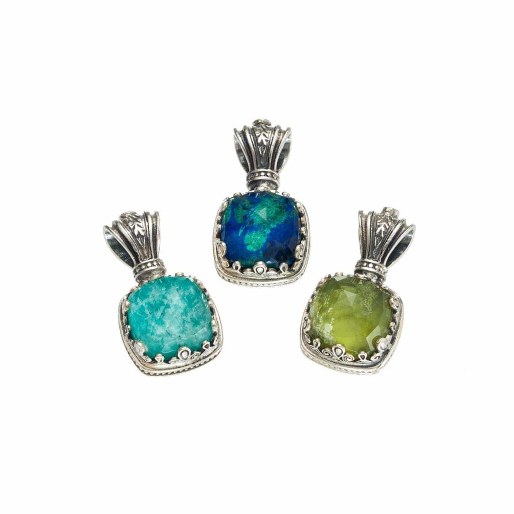 Square Color Pendant in Sterling Silver 925