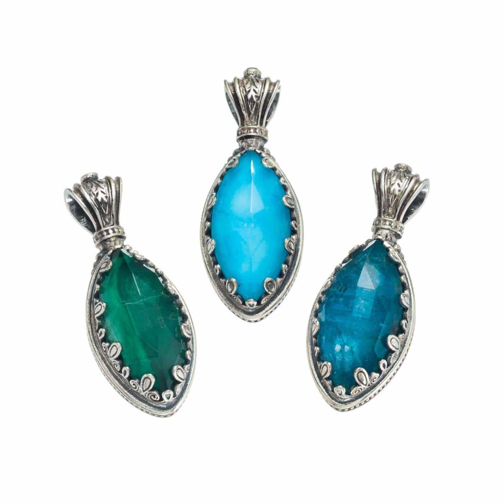 Navette Color Pendant in Sterling Silver 925