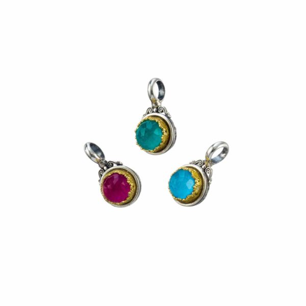 Round Pendant in Sterling Silver 925 with Gold plated parts
