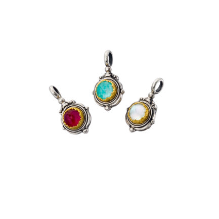 Round Pendant in Sterling Silver 925 with Gold plated parts