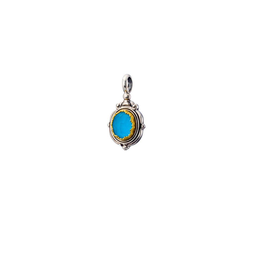 Oval Pendant in Sterling Silver 925 with Gold plated parts
