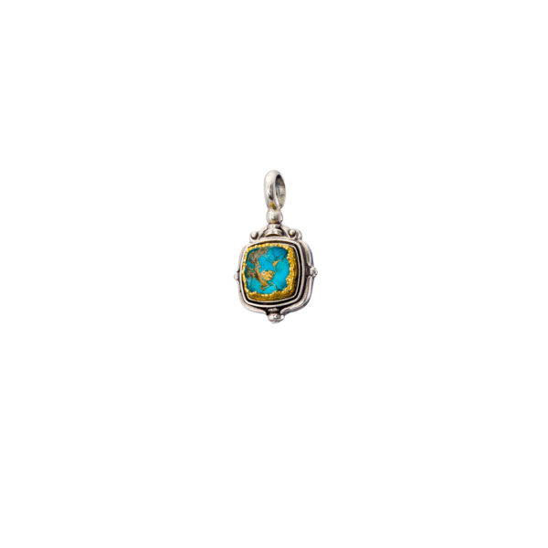 Square Pendant in Sterling Silver 925 with Gold plated parts
