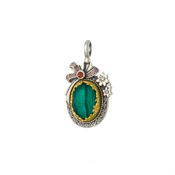 Oval Pendant in Sterling Silver 925 with Gold plated parts