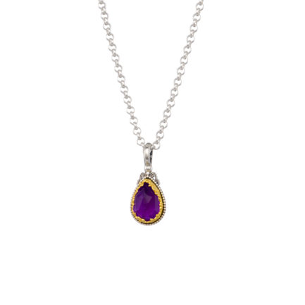 Tear-Drop Pendant in Sterling Silver 925 with Gold plated parts