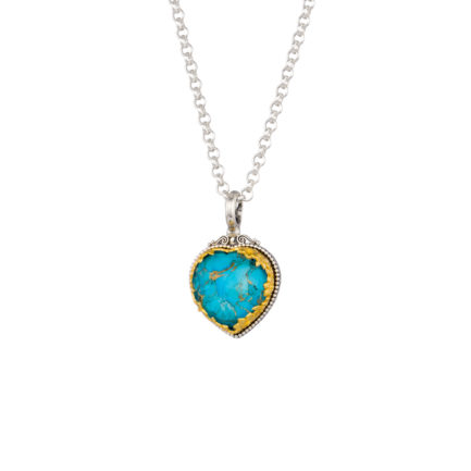Heart Pendant in Sterling Silver 925 with Gold plated parts