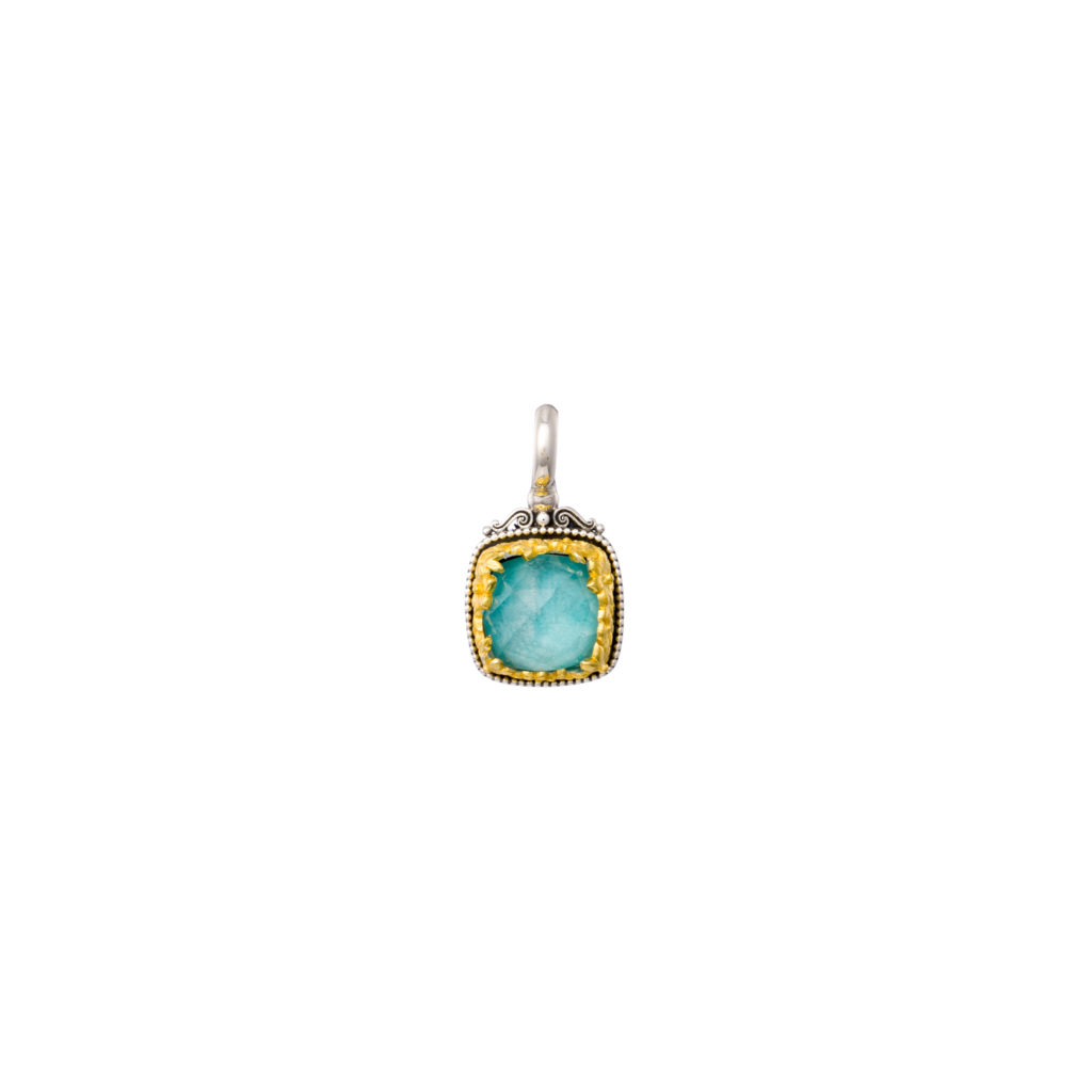 Square Pendant in Sterling Silver 925 with Gold plated parts