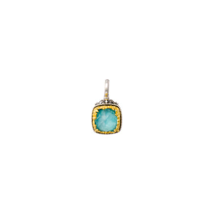 Square Pendant in Sterling Silver 925 with Gold plated parts