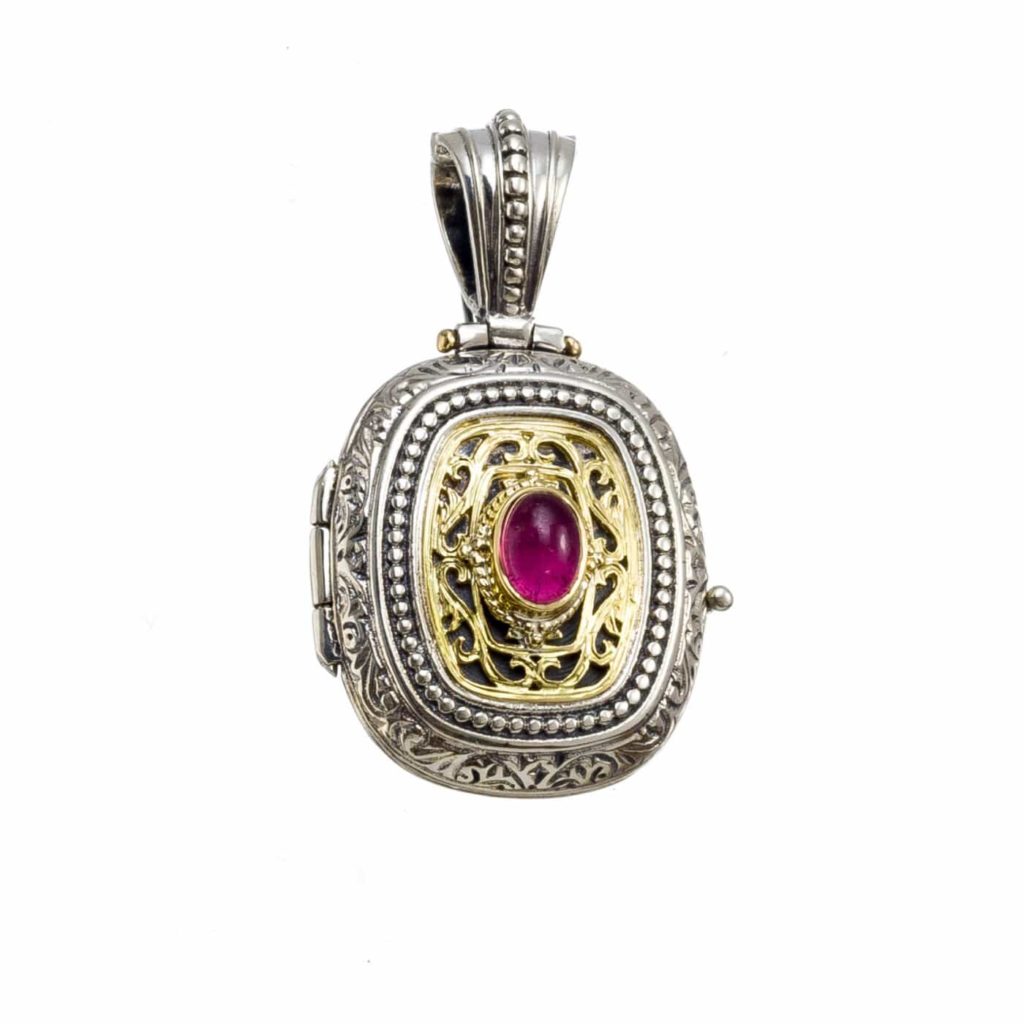 Byzantine Locket Pendant 18k Yellow Gold and Sterling silver