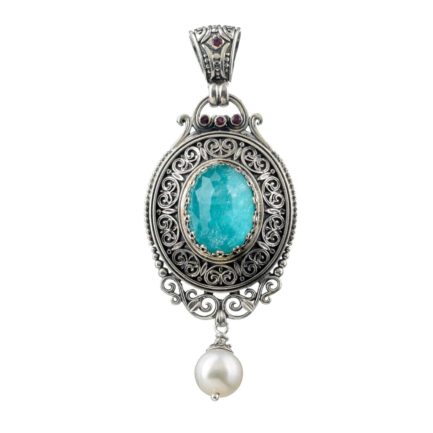 Oval Pendant Pearl Drop in Sterling Silver 925