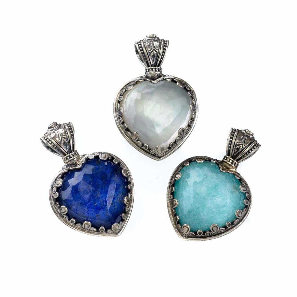 Heart Color Pendant in Sterling Silver 925