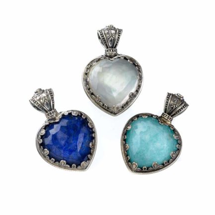 Heart Color Pendant in Sterling Silver 925