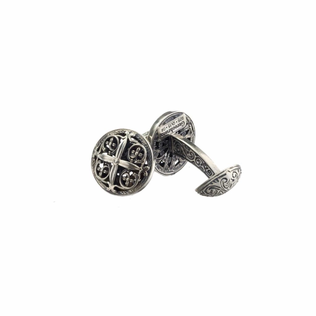 Byzantine Cross Cufflinks in Sterling Silver 925