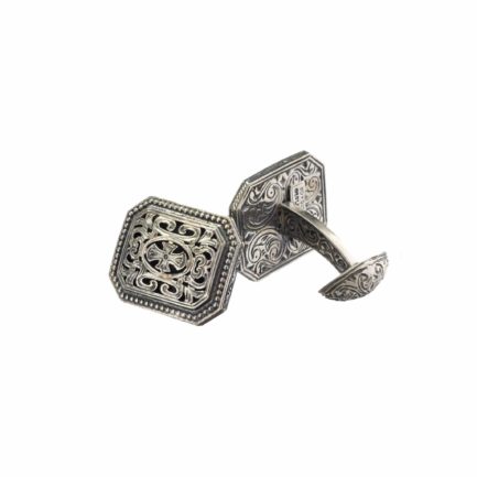 Filigree Byzantine Cross Cufflinks in Sterling Silver 925