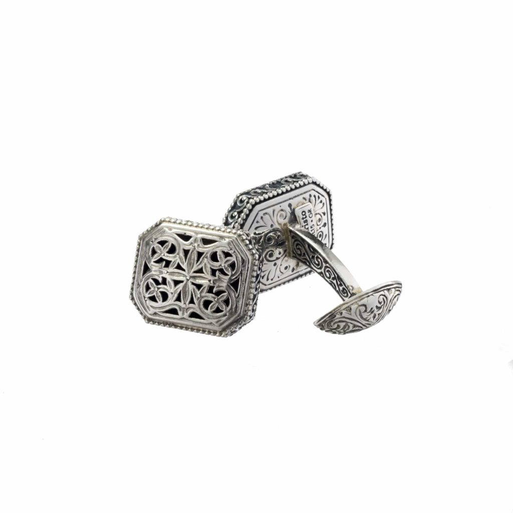 Filigree Byzantine Cross Cufflinks in Sterling Silver 925