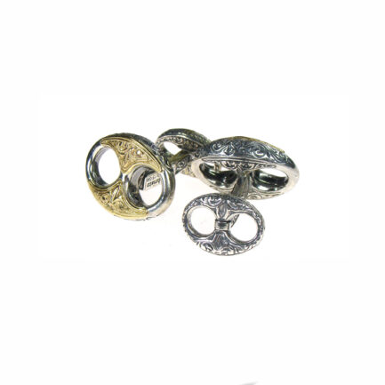 Anchor Link Cufflinks 18k Gold and Silver 7135