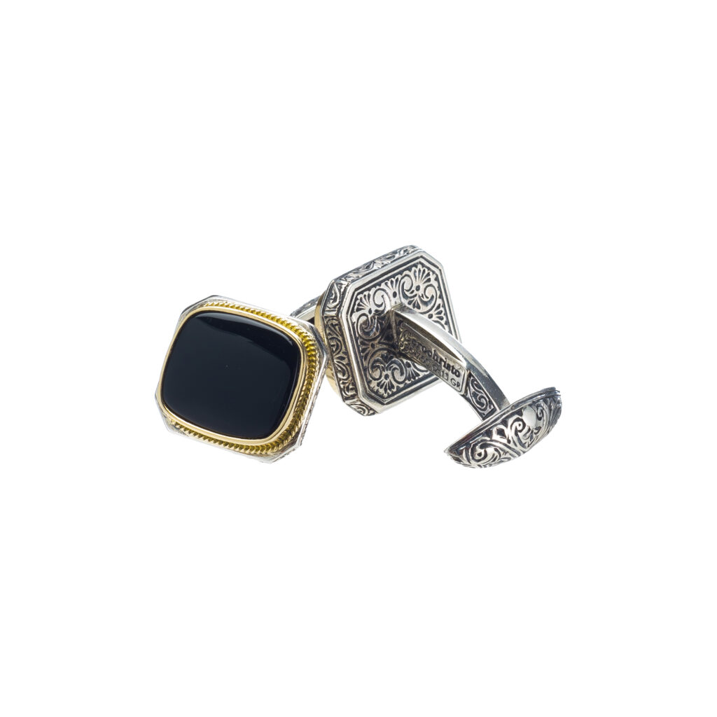 Cufflinks in18k Gold and Silver 7211 black onyx