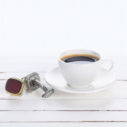 Cufflinks in18k Gold and Silver 7211-cornelian