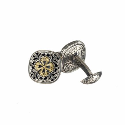 Filigree Byzantine Cufflinks 18k Gold and Silver 7142