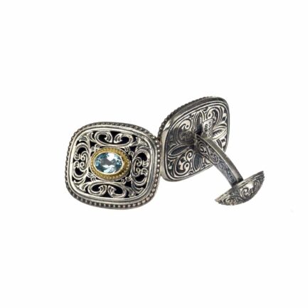 Garden Oval Cufflinks 18k Gold and Silver 7138