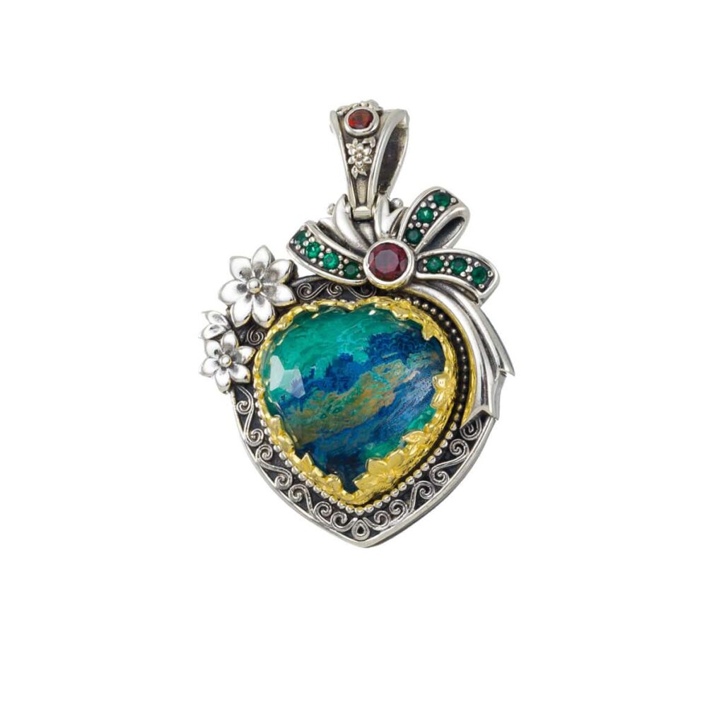 Heart Color Pendant in Sterling Silver 3404-Gplated-azurite