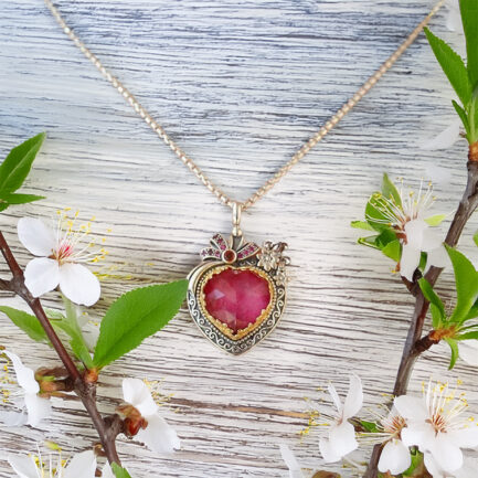 Heart Color Pendant in Sterling Silver 3404 ruby