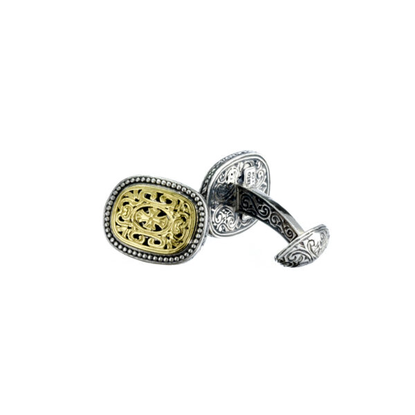 Maltese Cross Oval Cufflinks 18k Gold and Silver 7163