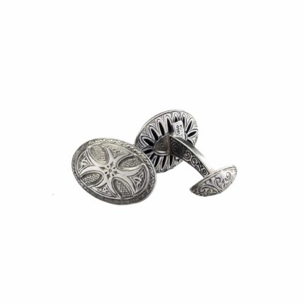 Oval Maltese Cross Cufflinks in Silver 7017
