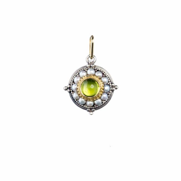 Byzantine Round Pendant for Women’s Yellow Gold k18 and Silver 925