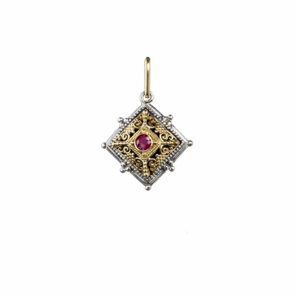 Byzantine Filigree Pendant for Women’s Yellow Gold k18 and Silver 925