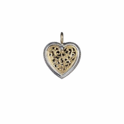 Heart Filigree Byzantine Pendant for Women’s Yellow Gold k18 and Silver 925