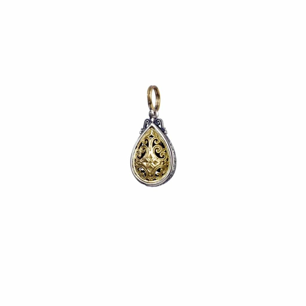 Tear Filigree Byzantine Pendant for Women’s Yellow Gold k18 and Silver 925