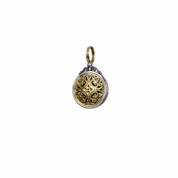 Round Byzantine Pendant for Women’s Yellow Gold k18 and Silver 925